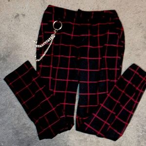 Hot Topic Goth Red and Black Chained Pants